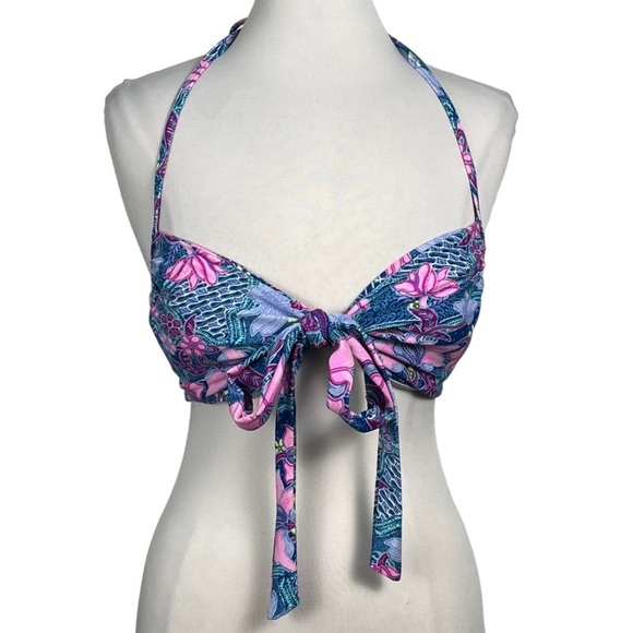 VICTORIA’S Secret Bra Sized Wrap Halter Style Underwire Bikini Top 32DD - Picture 1 of 9